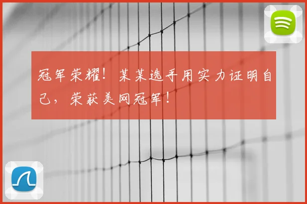 冠军荣耀!某某选手用实力证明自己,荣获美网冠军!